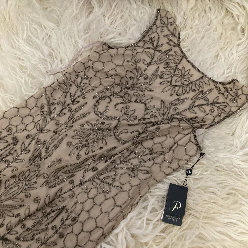 ADRIANNA PAPELL Sleeveless Beaded Short Dress - Picture 3 of 13